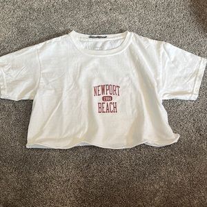 Vintage Brandy White Newport Beach with Red Writing Crop Top